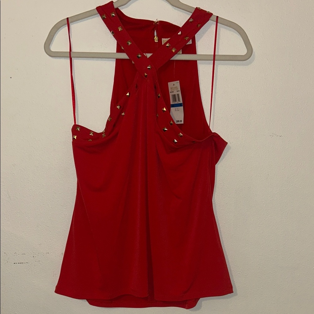MICHAEL Michael Kors Red Studded Halter Top